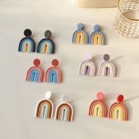 1 Par Estilo Coreano Arcoíris Arcilla Suave Mujeres Pendientes De Gota main image 1