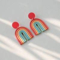1 Pair Korean Style U Shape Rainbow Soft Clay Patchwork Women's Drop Earrings sku image 3