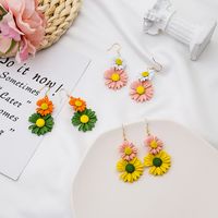1 Paire De Boucles D'oreilles À La Mode En Placage Floral Pour Femme main image 3
