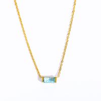 201 Stainless Steel Glass Titanium Steel Fashion Plating Rectangle Birthstone Necklace sku image 12