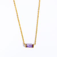 201 Stainless Steel Glass Titanium Steel Fashion Plating Rectangle Birthstone Necklace sku image 3
