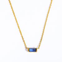 201 Stainless Steel Glass Titanium Steel Fashion Plating Rectangle Birthstone Necklace sku image 9