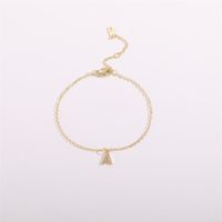 Fashion Letter Copper Gold Plated Zircon Women's Anklet 1 Piece sku image 1