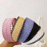 Women's Fashion Solid Color Straw Braid Hair Band main image 4