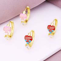 Mode Forme De Cœur Le Cuivre Émail Incruster Zircon Boucles D'oreilles Cerceau 1 Paire main image 4