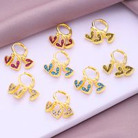 Mode Forme De Cœur Le Cuivre Placage Incruster Zircon Boucles D'oreilles 1 Paire main image 1