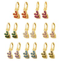 Mode Forme De Cœur Le Cuivre Placage Incruster Zircon Boucles D'oreilles 1 Paire main image 5