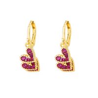 Mode Forme De Cœur Le Cuivre Placage Incruster Zircon Boucles D'oreilles 1 Paire sku image 5