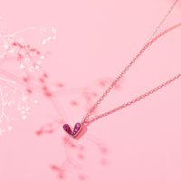 Simple Style Heart Shape Copper Plating Inlay Zircon Pendant Necklace 1 Piece main image 2