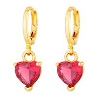 Fashion Heart Shape Copper Inlay Crystal Drop Earrings 1 Pair main image 5