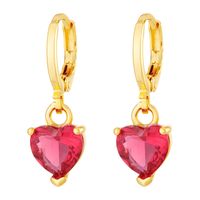 Fashion Heart Shape Copper Inlay Crystal Drop Earrings 1 Pair sku image 1