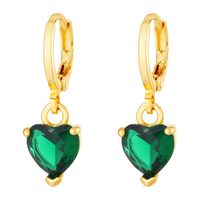 Fashion Heart Shape Copper Inlay Crystal Drop Earrings 1 Pair sku image 2