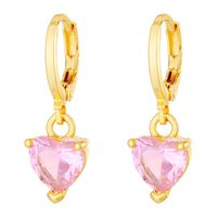 Fashion Heart Shape Copper Inlay Crystal Drop Earrings 1 Pair sku image 4