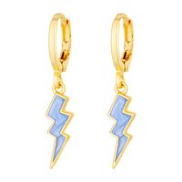 Simple Style Lightning Copper Enamel Drop Earrings 1 Pair main image 5