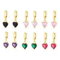 Fashion Heart Shape Copper Inlay Crystal Drop Earrings 1 Pair main image 6