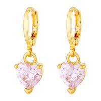 Fashion Heart Shape Copper Inlay Crystal Drop Earrings 1 Pair main image 3