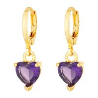 Fashion Heart Shape Copper Inlay Crystal Drop Earrings 1 Pair sku image 3
