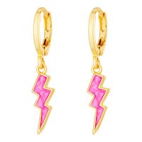 Simple Style Lightning Copper Enamel Drop Earrings 1 Pair main image 3