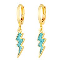 Simple Style Lightning Copper Enamel Drop Earrings 1 Pair sku image 1