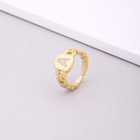Fashion Letter Copper Inlay Zircon Rings 1 Piece main image 5