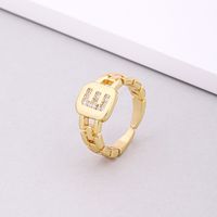 Fashion Letter Copper Inlay Zircon Rings 1 Piece sku image 5