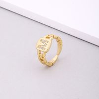 Fashion Letter Copper Inlay Zircon Rings 1 Piece sku image 11