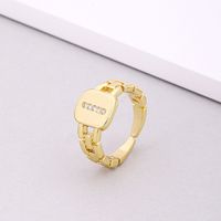 Fashion Letter Copper Inlay Zircon Rings 1 Piece sku image 9