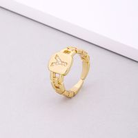Fashion Letter Copper Inlay Zircon Rings 1 Piece sku image 23