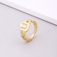 Fashion Letter Copper Inlay Zircon Rings 1 Piece sku image 19