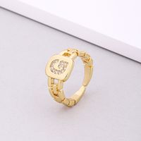 Fashion Letter Copper Inlay Zircon Rings 1 Piece sku image 7
