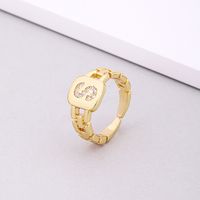 Fashion Letter Copper Inlay Zircon Rings 1 Piece sku image 17