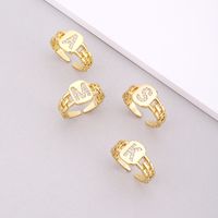 Fashion Letter Copper Inlay Zircon Rings 1 Piece main image 1