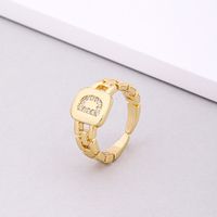 Fashion Letter Copper Inlay Zircon Rings 1 Piece sku image 4