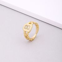 Fashion Letter Copper Inlay Zircon Rings 1 Piece main image 3