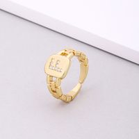 Fashion Letter Copper Inlay Zircon Rings 1 Piece sku image 6