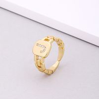 Fashion Letter Copper Inlay Zircon Rings 1 Piece sku image 25
