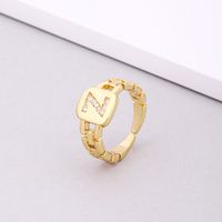 Fashion Letter Copper Inlay Zircon Rings 1 Piece sku image 24