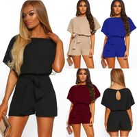 Fashion Solid Color Spandex Silk Shorts Belt Rompers main image 1