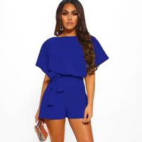 Fashion Solid Color Spandex Silk Shorts Belt Rompers main image 6