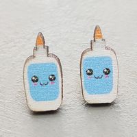 1 Pair Cartoon Style Geometric Wood Printing Women's Ear Studs sku image 11