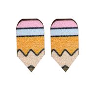 1 Pair Cartoon Style Book Rainbow Pencil Wood Women's Ear Studs main image 4