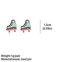 1 Pair Sports Geometric Wood Printing Women's Ear Studs main image 4