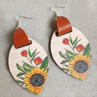 1 Pair Bohemian Flower Wood Women's Drop Earrings sku image 3