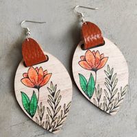 1 Pair Bohemian Flower Wood Women's Drop Earrings main image 5