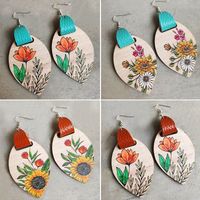 1 Pair Bohemian Flower Wood Women's Drop Earrings main image 1