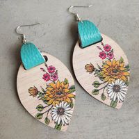1 Pair Bohemian Flower Wood Women's Drop Earrings sku image 4