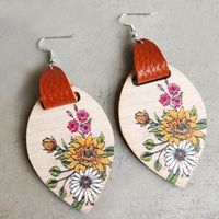 1 Pair Bohemian Flower Wood Women's Drop Earrings main image 3