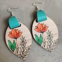 1 Pair Bohemian Flower Wood Women's Drop Earrings sku image 5