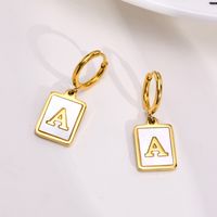 Simple Style Letter Square Stainless Steel Plating Inlay Shell Drop Earrings 1 Pair sku image 1