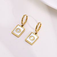 Simple Style Letter Square Stainless Steel Plating Inlay Shell Drop Earrings 1 Pair sku image 15